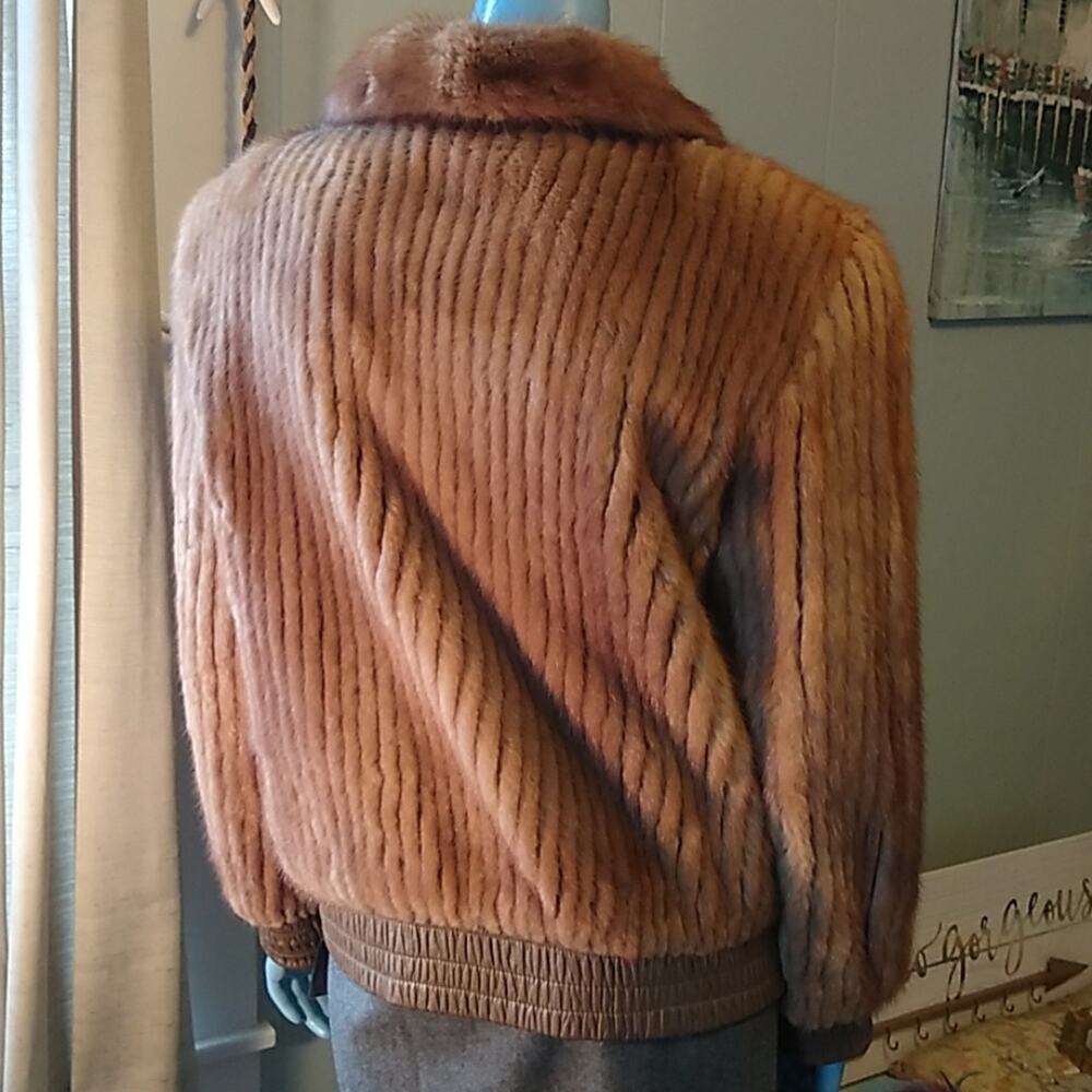 Vintage Saga Bemberg Pastel Mink Bomber - M - Picture 4 of 12